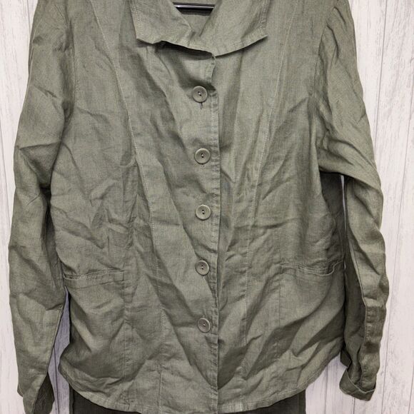 Womens Size S Flax Button Up Jacket And Pants Linen EUC - Picture 3 of 7